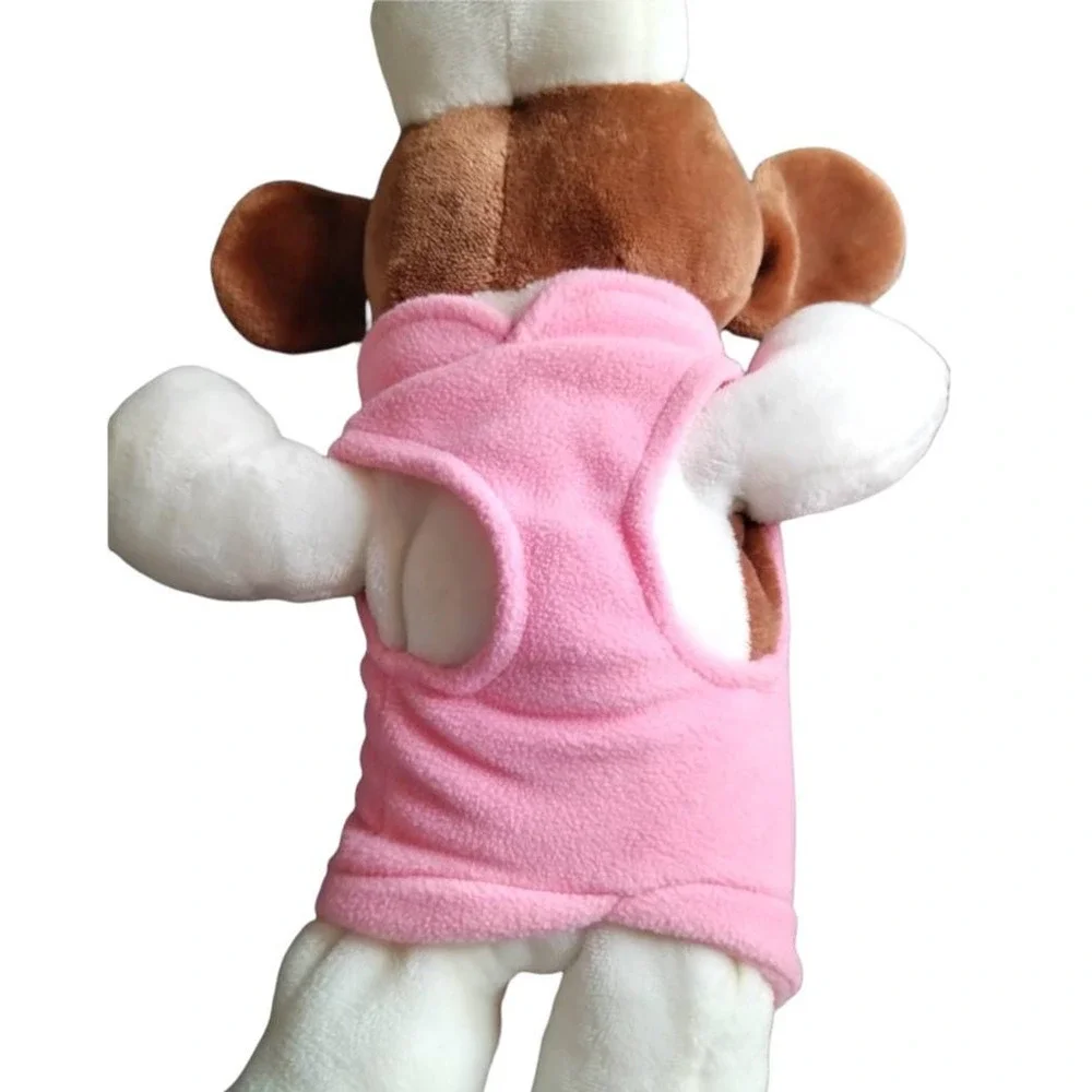 Winter Fleece Dog Coat Jacket Vest Pink Leash Clip Pockets Soft Size S No Brand